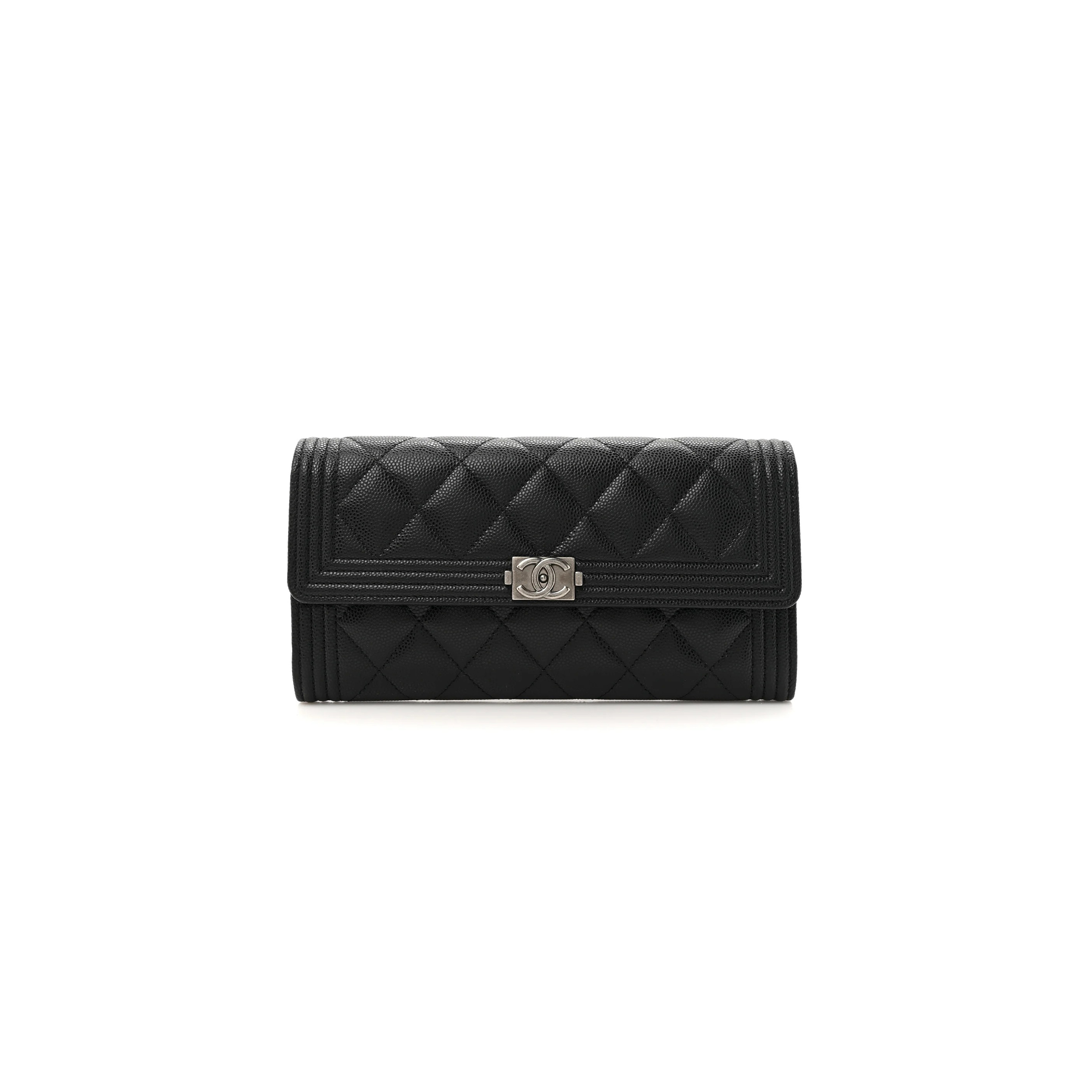 CHANEL MASTER CAVIAR QUILTED LONG BOY FLAP WALLET BLACK A80286 (19*10.5*3cm)